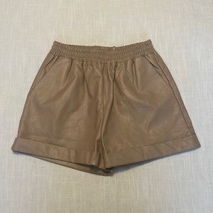 NWOT Lumiere Tan Faux Leather Shorts